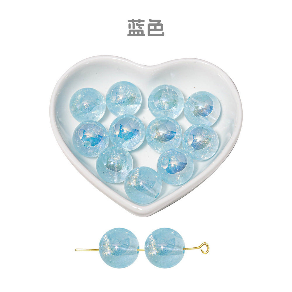 Wholesale 50pcs/1pack Gilded Years Gradient Color Through Hole Straight Hole Round Beads DIY Handmade Beads